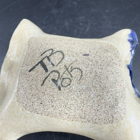 TB Pots Pottery Flower Frog Holder Hand Painted Made In Maine Stoneware Vintage - Picture 6 of 15